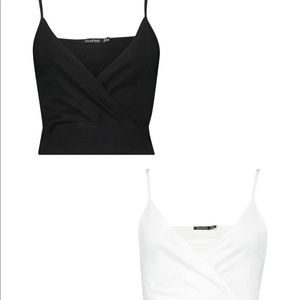 Strappy Wrap Over Crop Top Two Pack